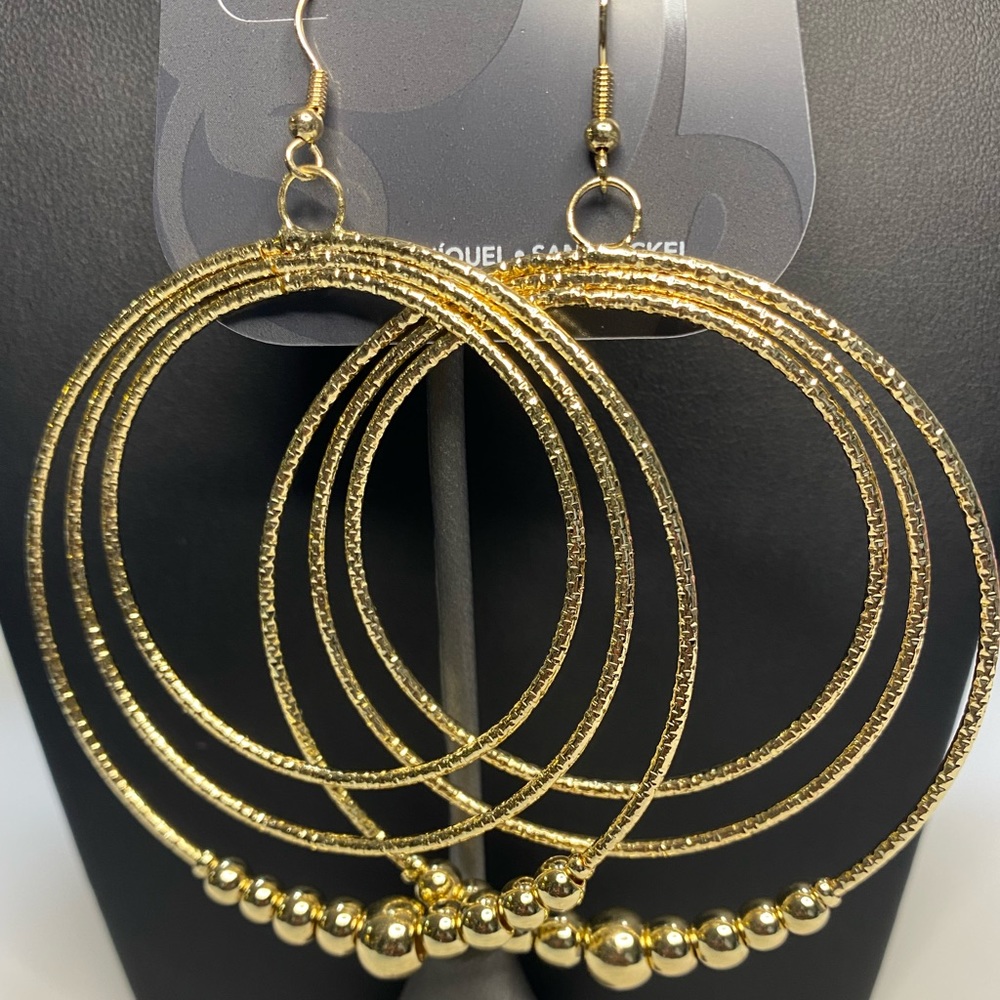 Minicci Gold Beaded Earrings on a fish hook backing